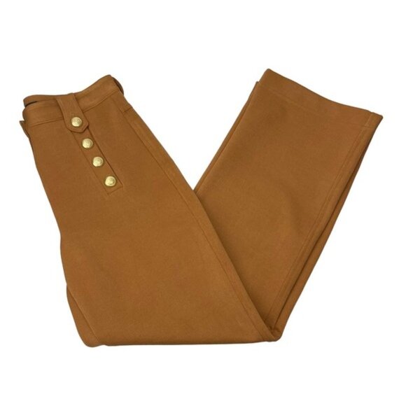 IRIS SETLAWKE Corduroy Crop Flared Sailor Pant Sz 4 Cognac - Picture 3 of 7